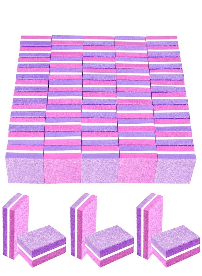 TKYZMS 50 Pcs Sponge Nail Buffers,100/180 Grit Mini Nail Files,Mini Buffer Block Nail File for Acrylic & Natural Nails,Double-Sided Buffing Blocks for Manicure & Pedicure,Salon & Home Use(Pink-Purple) - Image 1